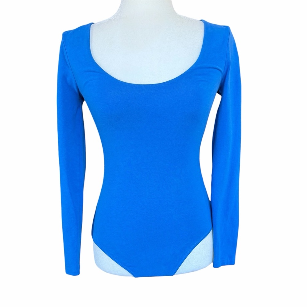 Abercrombie and Fitch Soft AF Royal Blue Long Sleeve Scoop Bodysuit size Small